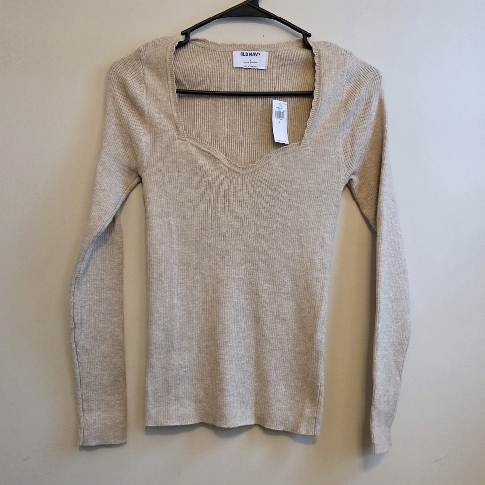 Old Navy Women's Cream Ribbed Top Size Small NWT